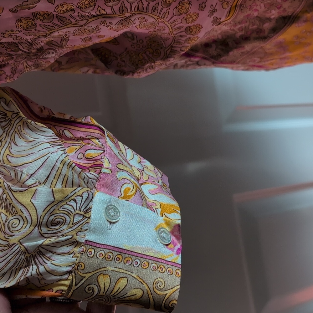 Elie Tahari Pink and Gold Patchwork Blouse - Picture 7 of 12
